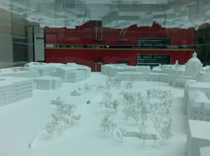 Modell des Karlsplatzes mit dem Wien Museum hinten in der Mitte - eine städtebauliche Herausforderung