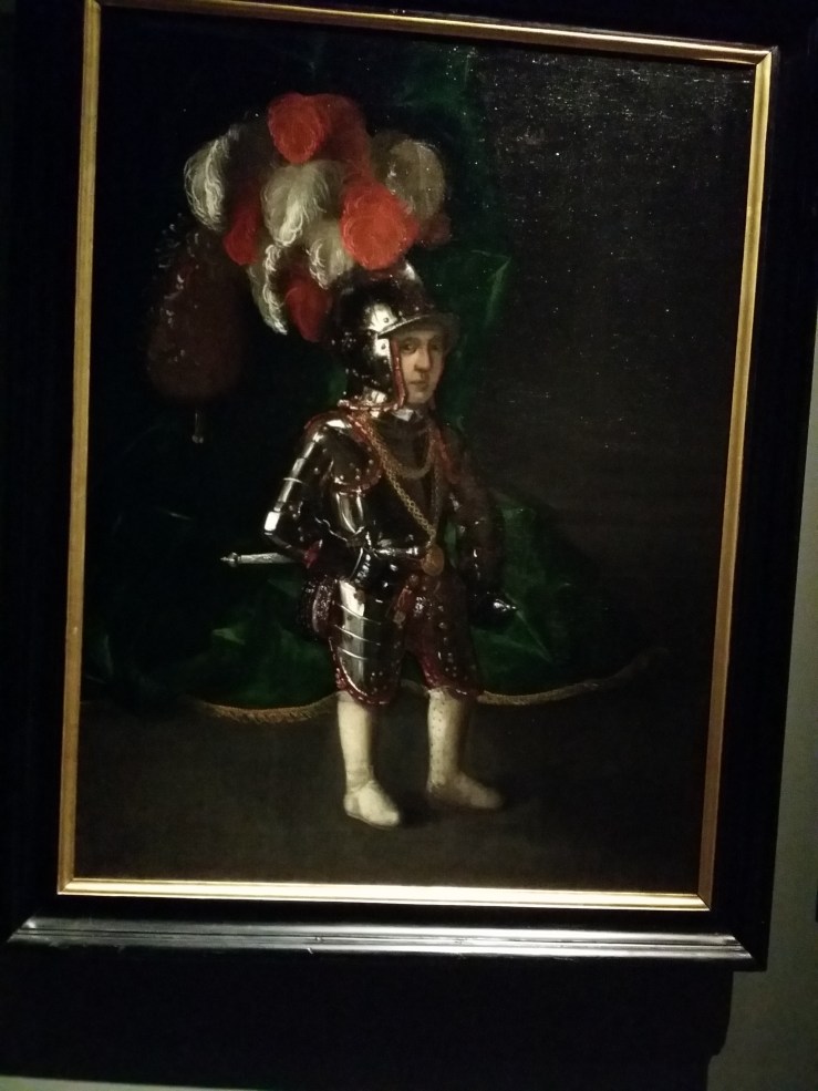 Wahrscheinlich der Hofzwerg Thomele in Rüstung (ca. 1560-1580). In einer solchen Rüstung sprang er bei einem Hochzeitsfest zum Gaudium der Gäste aus einer Pastete.