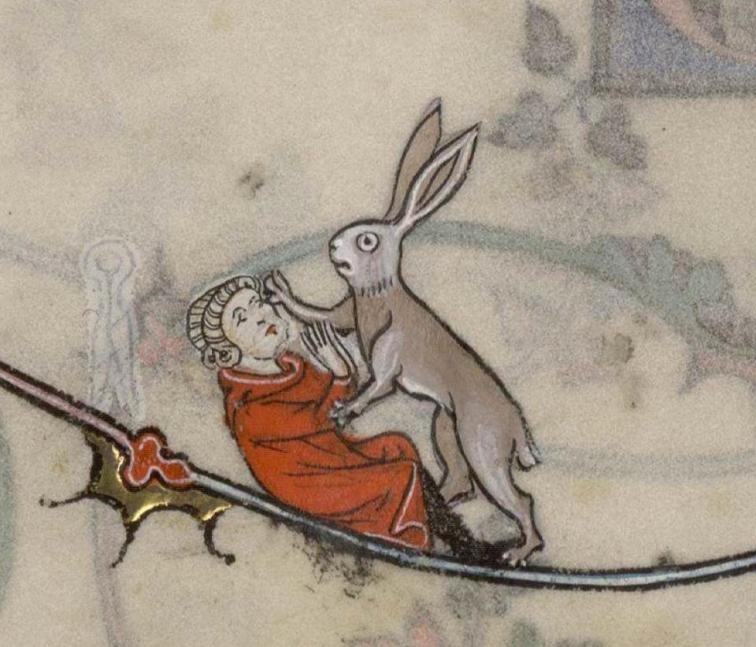 Kein freundlicher Hase. Summer volume of the Breviary of Renaud/Marguerite de Bar, Metz ca. 1302-1305 (Verdun, Bibliothèque municipale, ms. 107, fol. 96v)