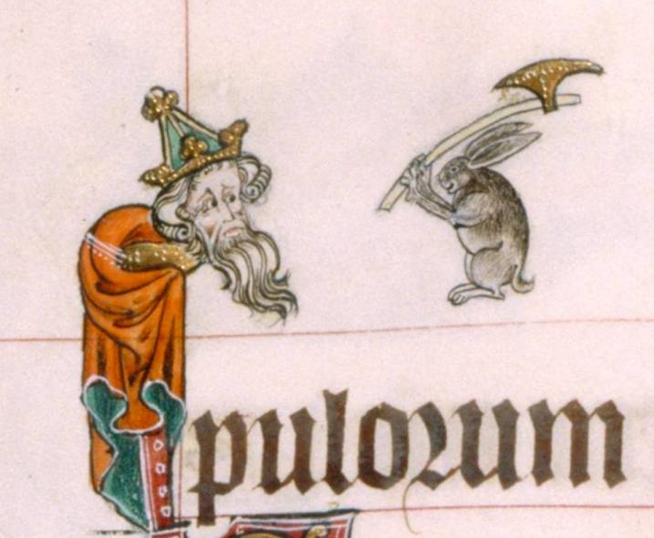 Schon wieder ein Beil. Gorleston Psalter, England 14th century (British Library, Add 49622, fol. 13v)
