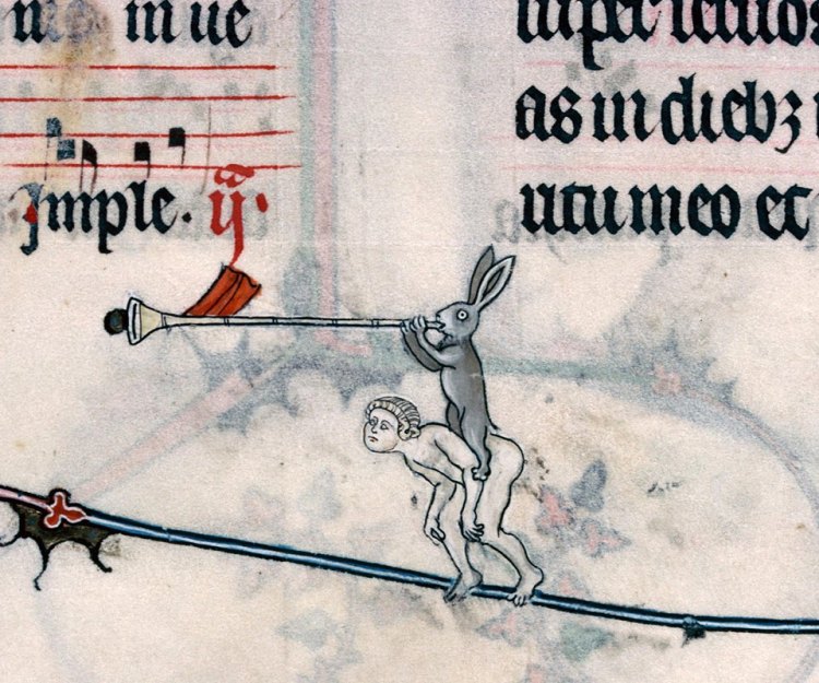Musikalischer Hase 1. Summer volume of the Breviary of Renaud/Marguerite de Bar, Metz ca. 1302-1305 (Verdun, Bibliothèque municipale, ms. 107, fol. 105r)