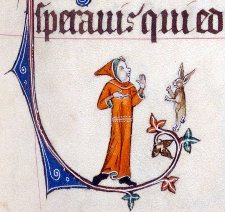Gelehrter Disput. Gorleston Psalter, England 14th century (British Library, Add 49622, fol. 56r)